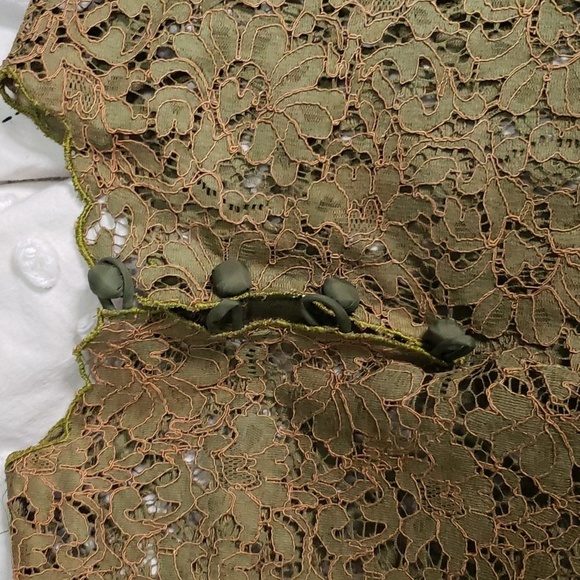 Vintage 20s homemade 3 piece green base, lace and poncho/bib set - Picture 8 of 9